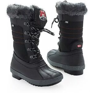 Pajar Black Snow Boots with Gray Fur